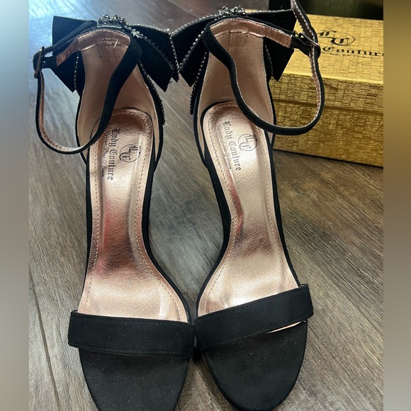 Lady couture event black heel with rhinestoned bow size 40 - Picture 4 of 4